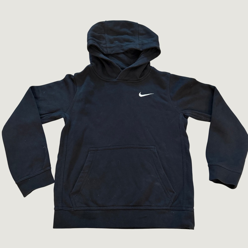 Nike Kids Boys Pullover Hoodie Black Embroidered Swoosh Logo Size M 10-12
